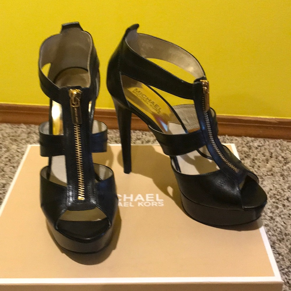 Michael Kors black zip up heels